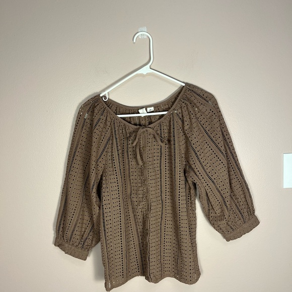 Joie Tops - Joie Brown Eyelet Blouse